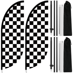 Remagr front view of black and white checkered swooper flag shows bold visibility