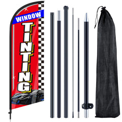 Remagr front view of 7ft feather flag showing high visibility
