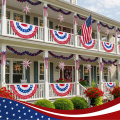 Remagr fan flag hung on porch rail offering instant patriotic curb appeal