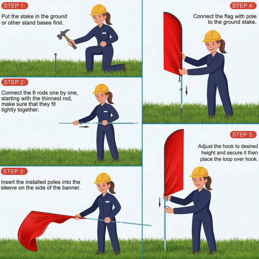 Remagr flag in use at a driveway showing attention-grabbing motion