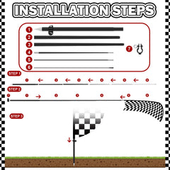 Remagr flags in use at a racing party creating energetic atmosphere and wayfinding