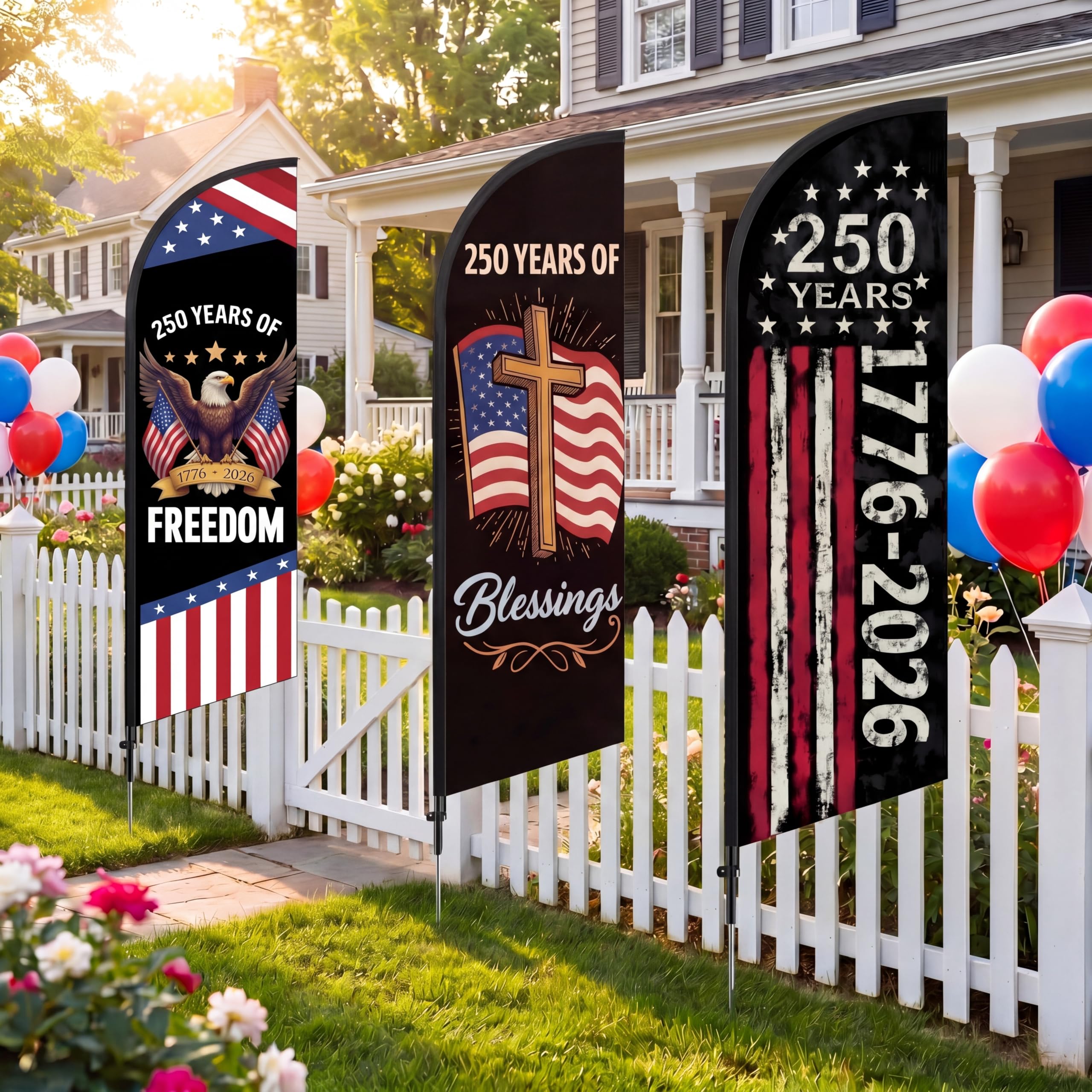 Remagr feather flag installed outside a storefront attracting passerby attention