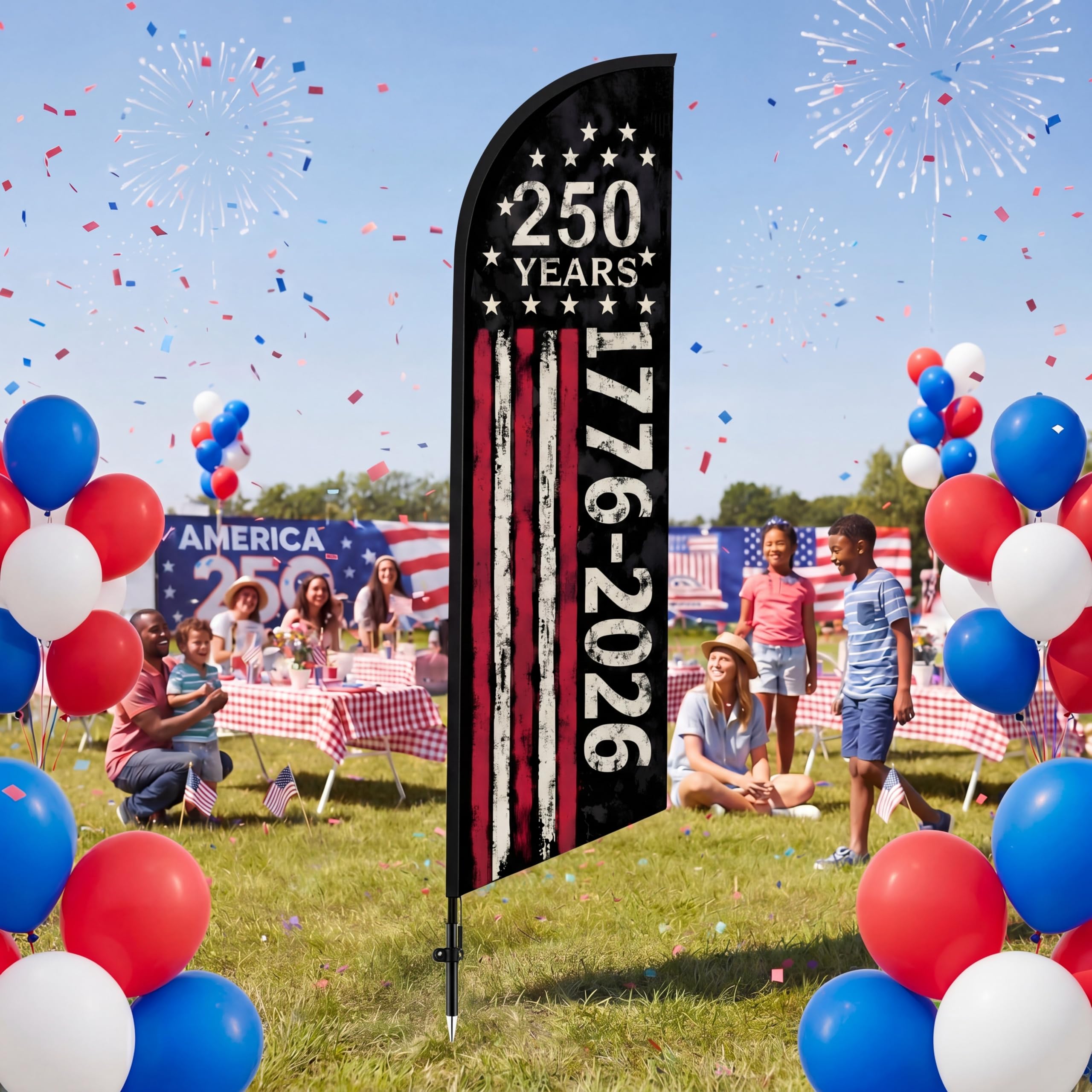 Remagr flag in yard lifestyle shot conveying eye-catching patriotic display