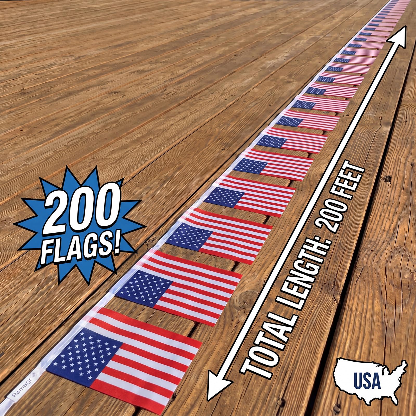 Remagr flag next to ruler showing 5.5 by 8.5 inches for accurate sizing