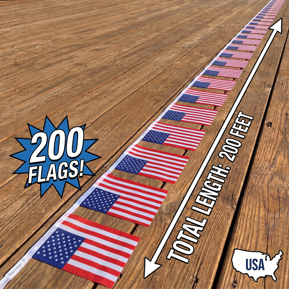 Remagr flag next to ruler showing 5.5 by 8.5 inches for accurate sizing