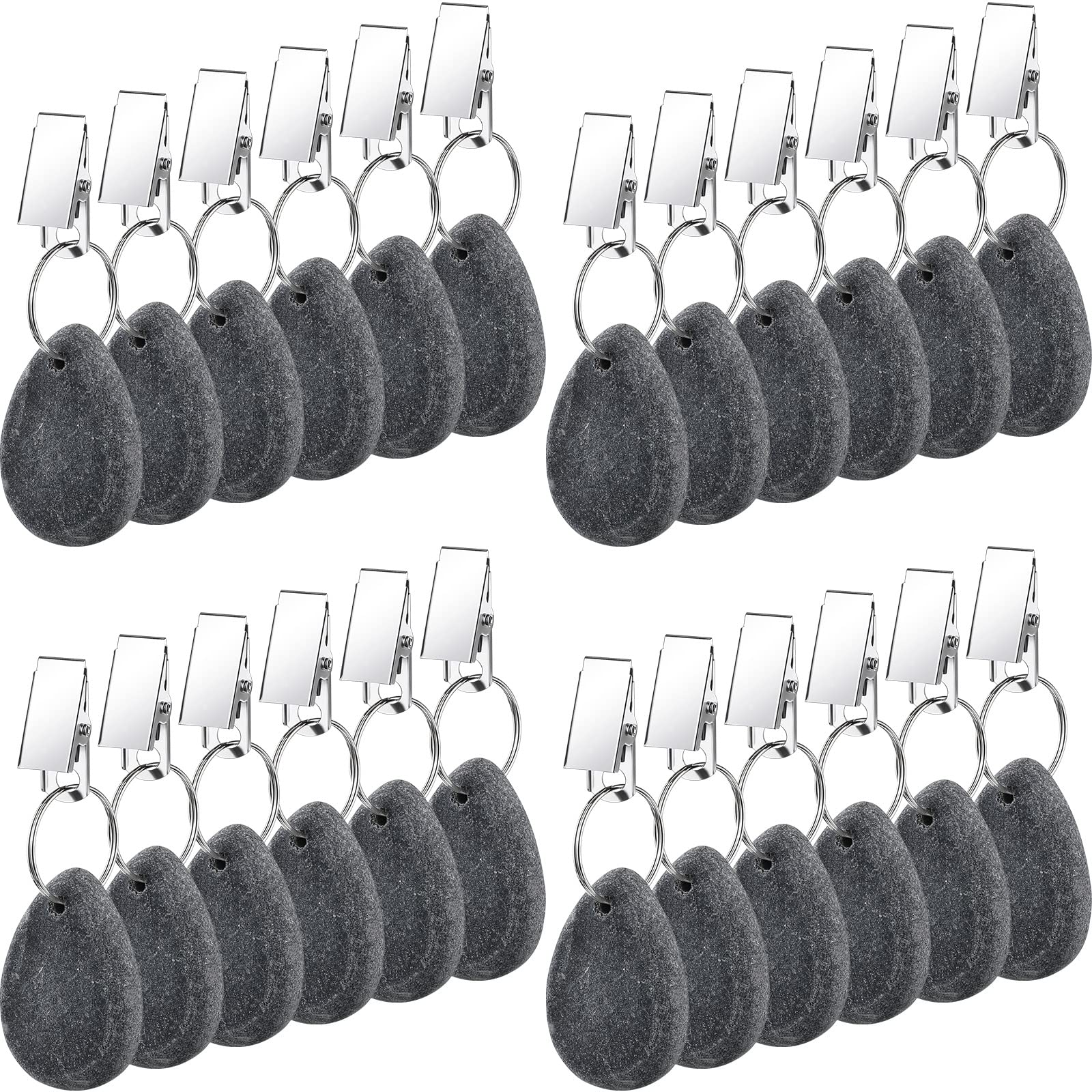 Remagr front view of 24-piece dark gray marble weights showing neat arrangement and compact size benefit