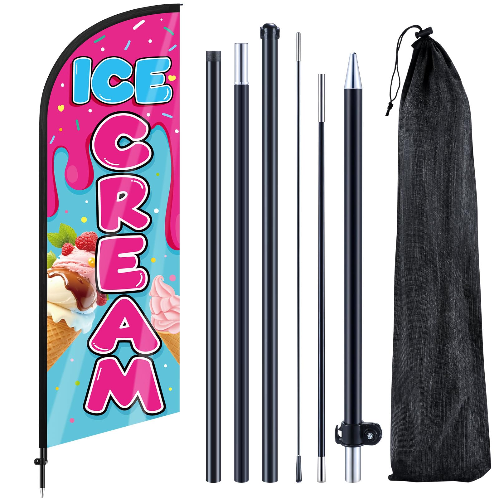 Remagr ice cream flag front view attracting customers
