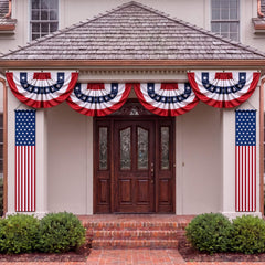 Remagr pleated fan flag front view showing bold stars and stripes and festive curb appeal