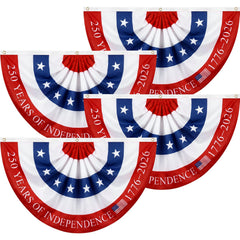 Remagr pleated fan flag front view showing patriotic colors and clear display benefit