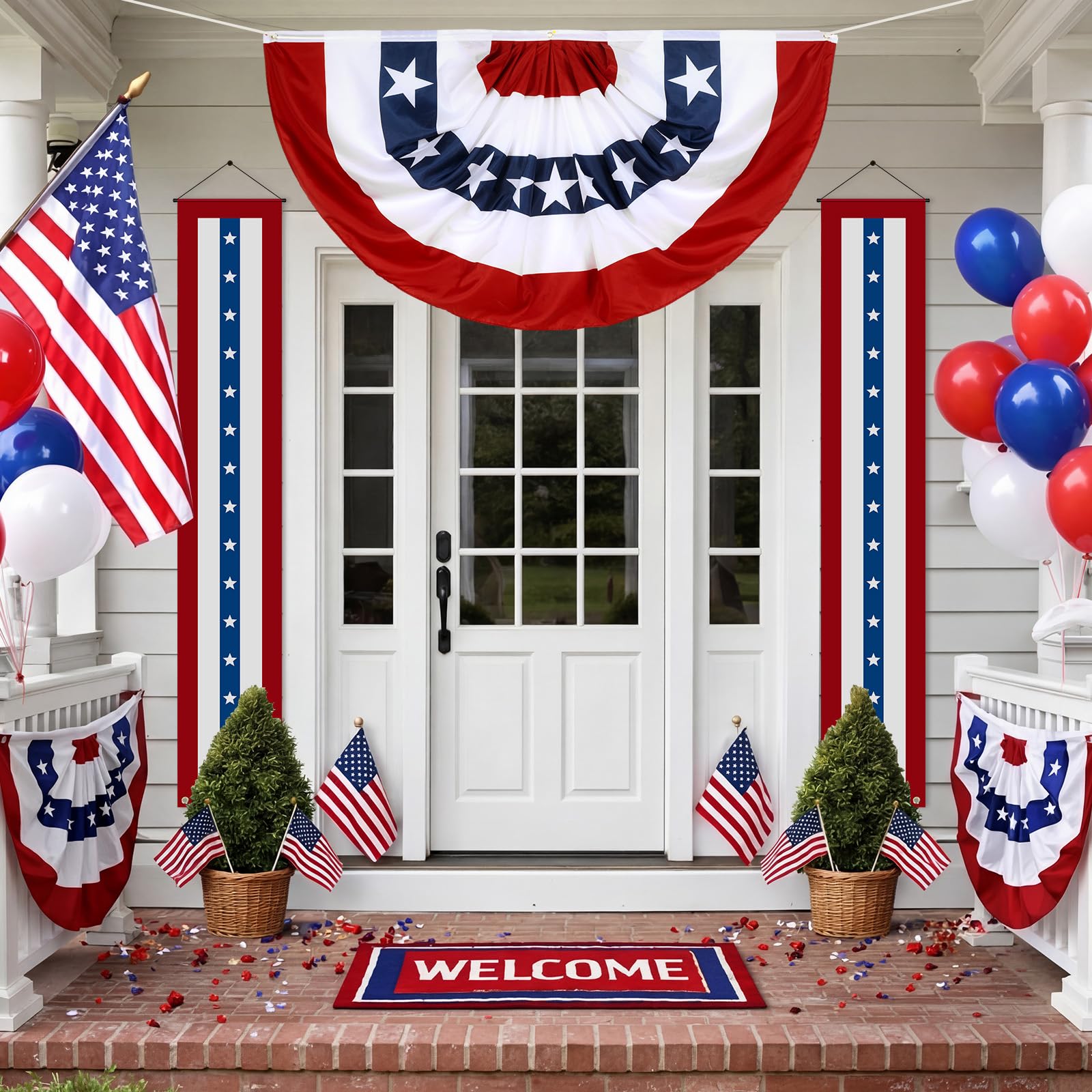 Remagr porch wide shot in use illustrating festive entrance and holiday atmosphere