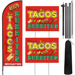 Remagr front display of tacos burritos flag showing bright branding and visibility