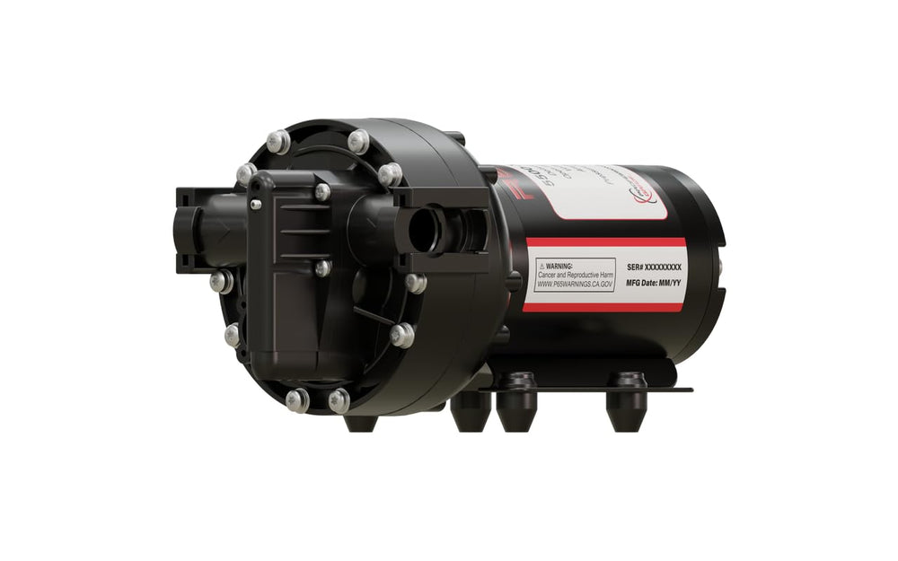 Remco 5.3 GPM pump front view showing compact housing and mounting points for reliable installation