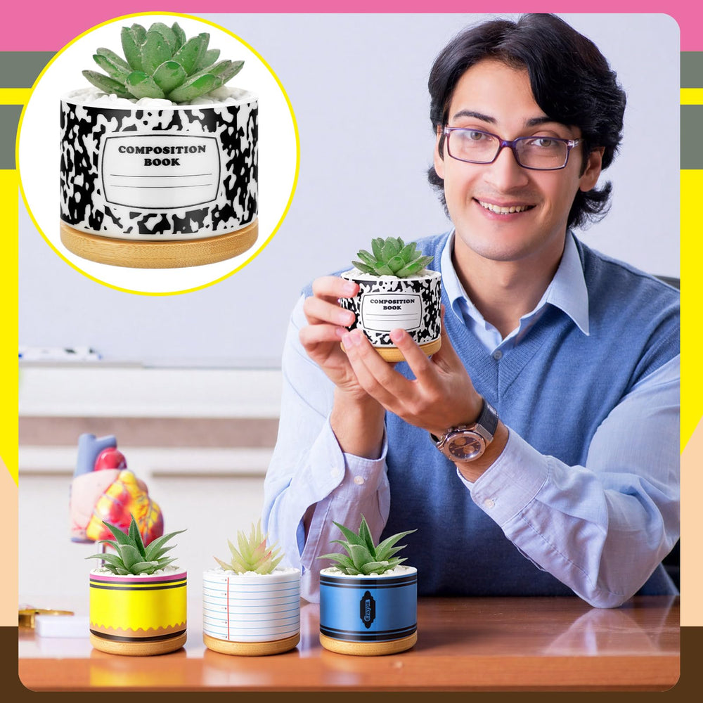 Remerry planters in use on a teacher desk adding cheerful greenery and focus