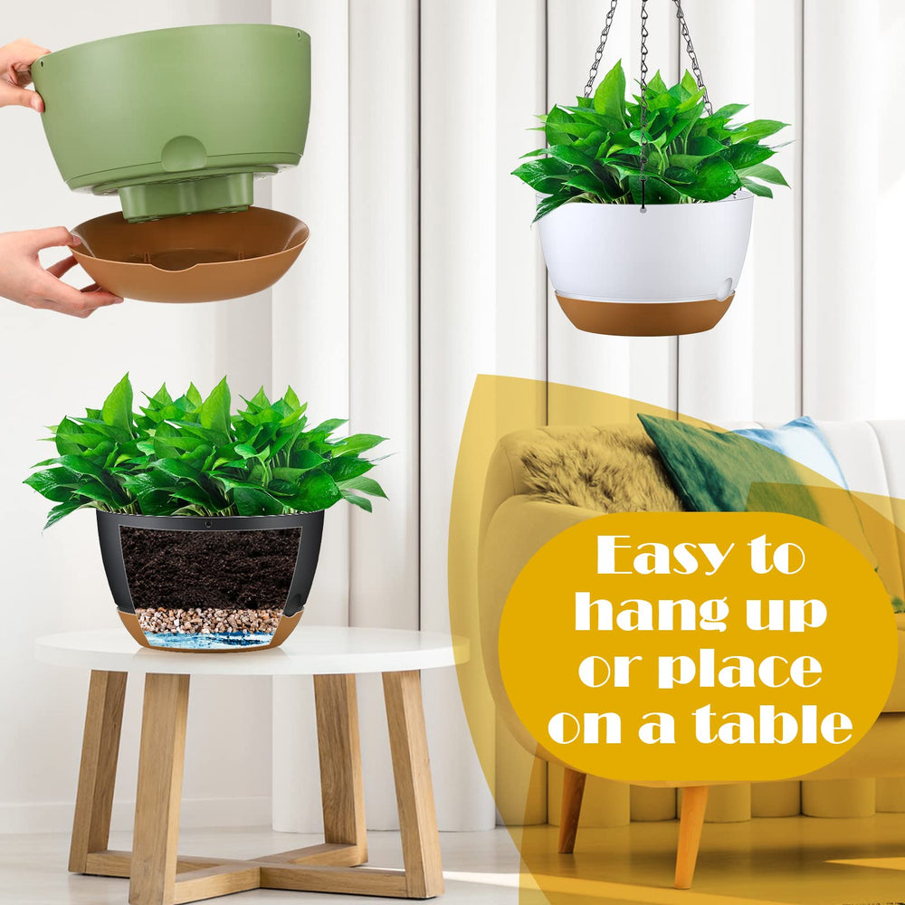 Remerry hanging planter in balcony setting with herbs, enhances small outdoor spaces