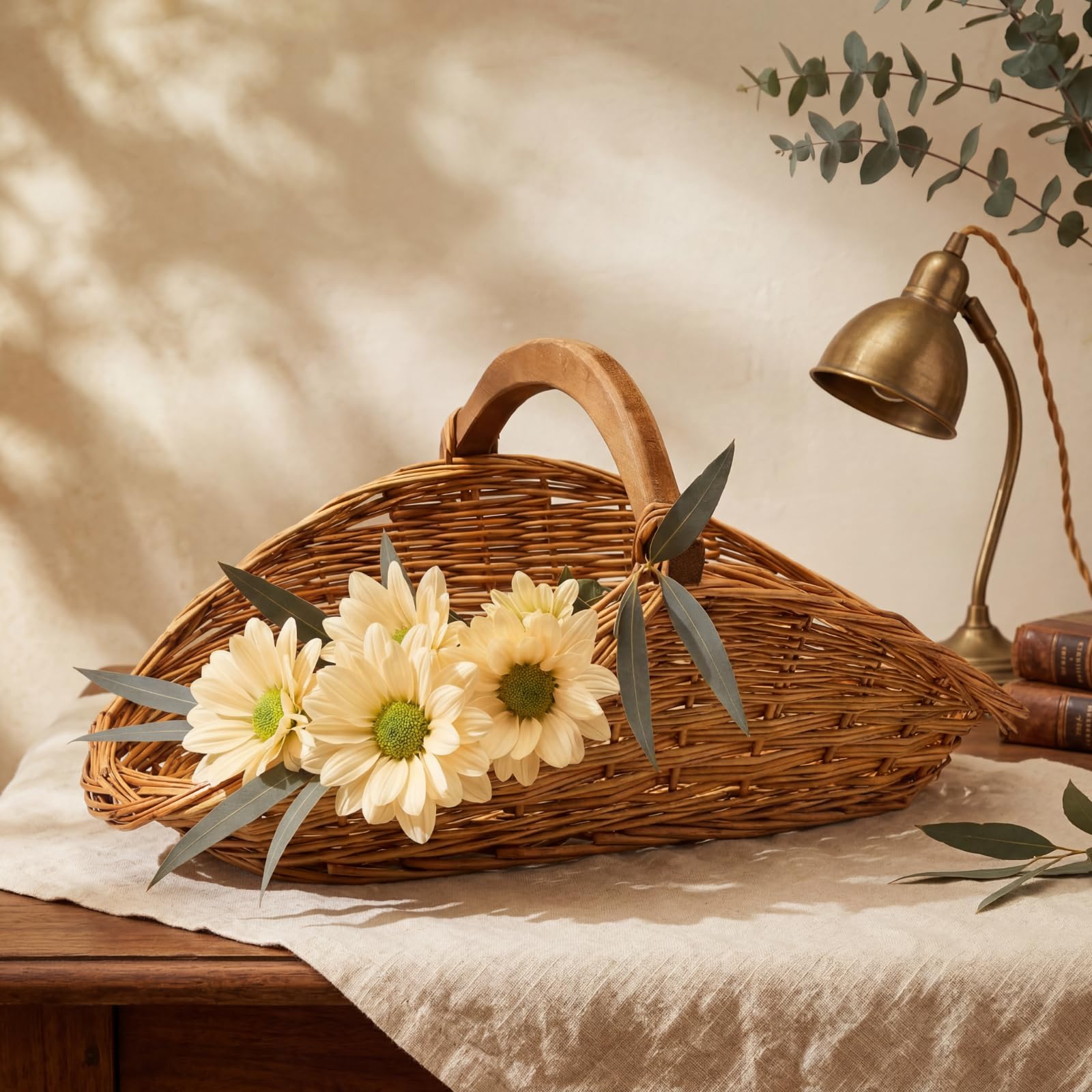 Remerry basket front view showing willow weave and generous capacity benefit