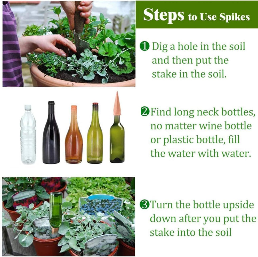 REMIAWY spike inserted in pot showing correct depth and stability with bottle