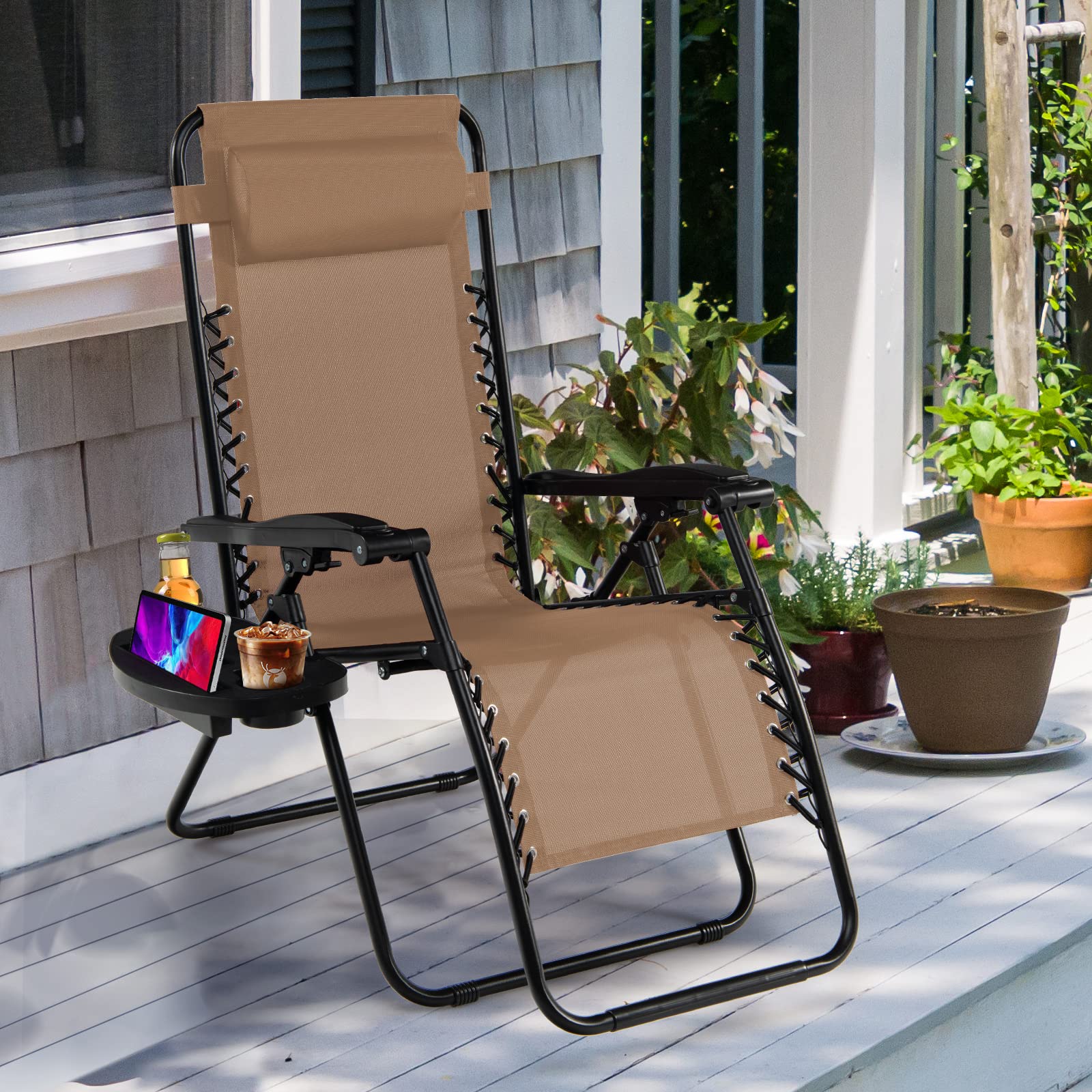 renatone size comparison next to patio table showing scale