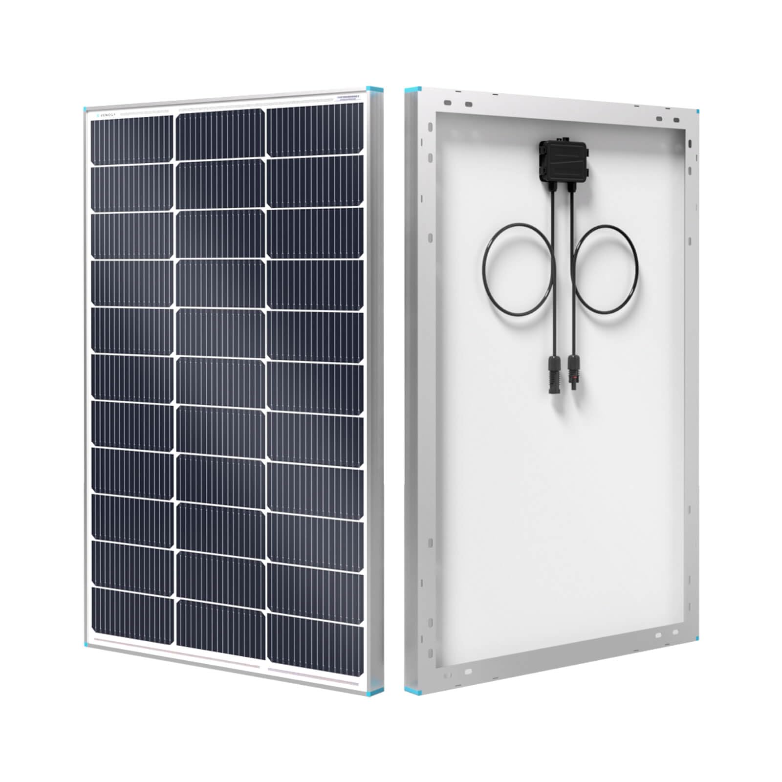 Renogy 100W front view showing panel face and high-efficiency benefit