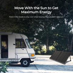 Renogy open panel with kickstand angled to maximize sun collection