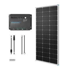 Renogy 100W panel front view showing durable frame and branding, dependable outdoor power