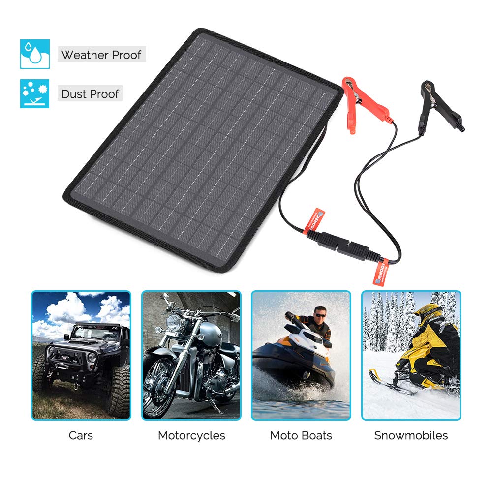 Renogy panel mounted with suction cups on windshield for easy, no-drill install