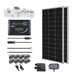 Renogy front view of 200W panel showing slim profile and durable frame benefit