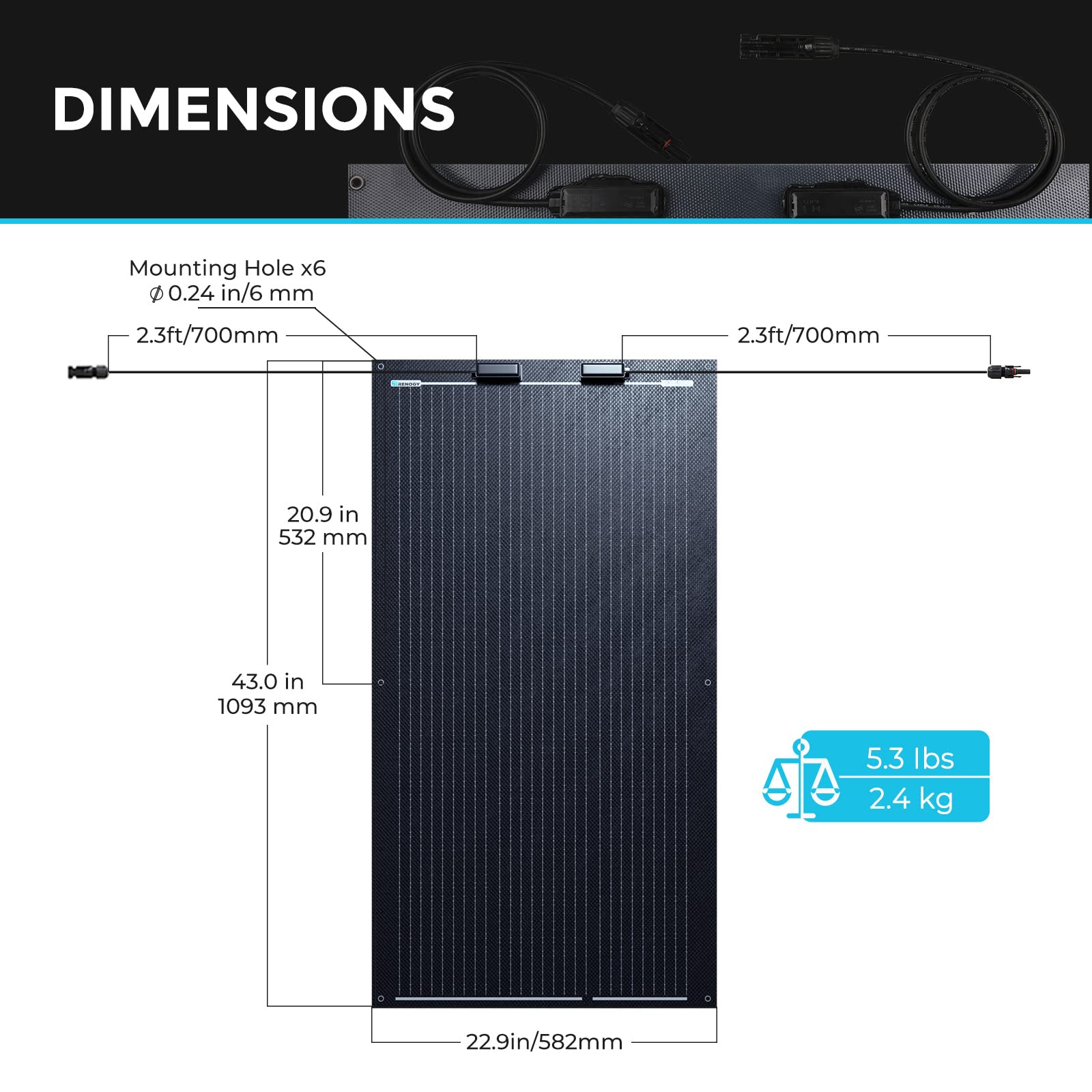 Renogy panel held in hand for scale illustrating lightweight design and easy handling