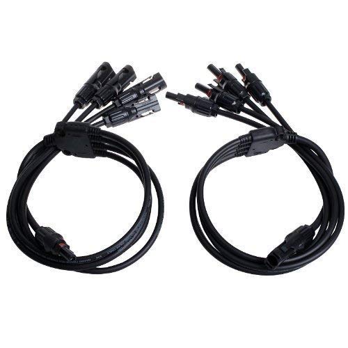 Renogy front packaging showing pair of 4-to-1 branch connectors and benefits