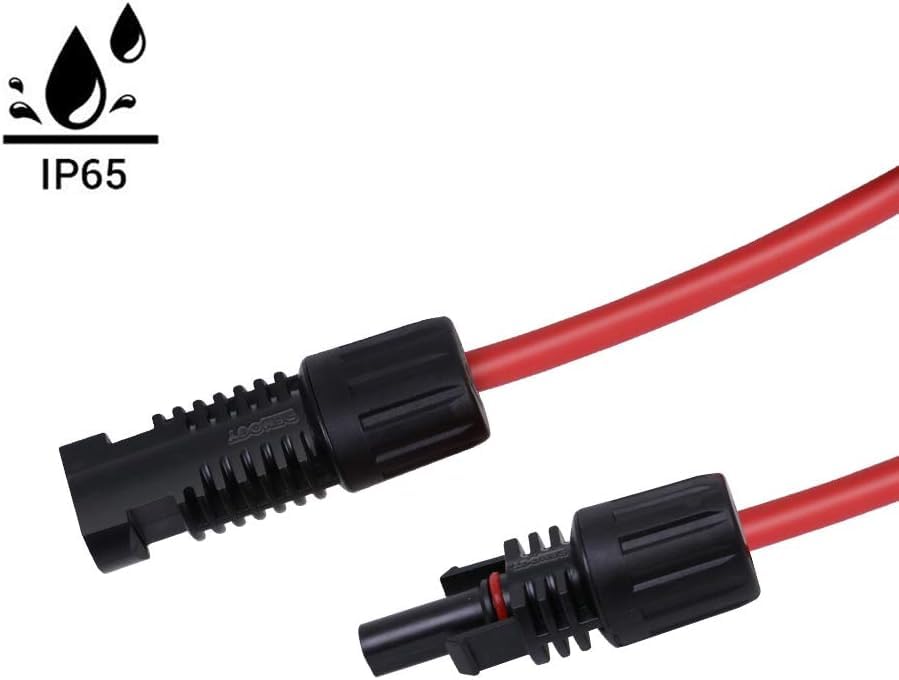 Renogy extension cables installed between solar panel and charge controller, improves installation flexibility