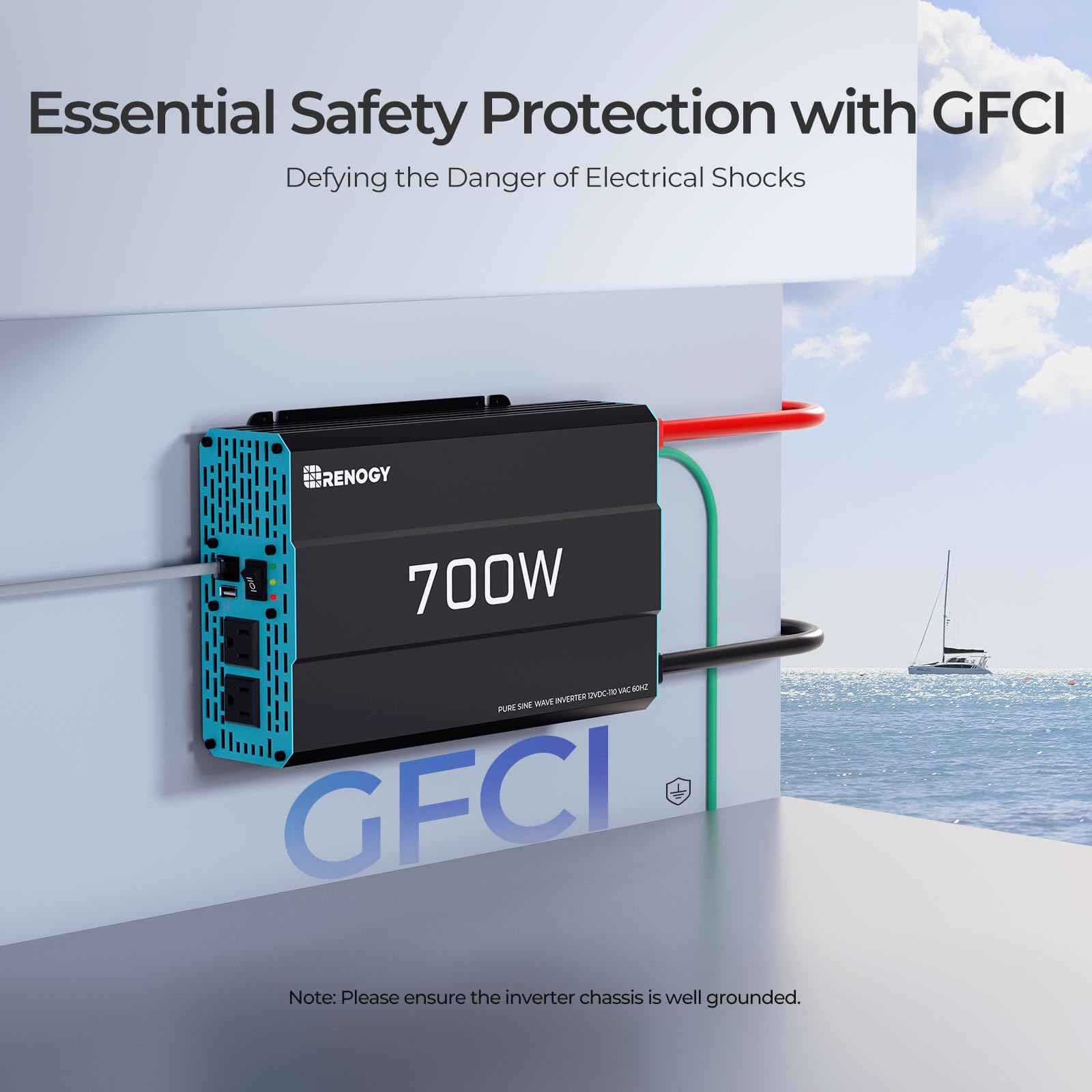Renogy inverter P2 battery cable terminals with heavy-gauge connectors for safe power