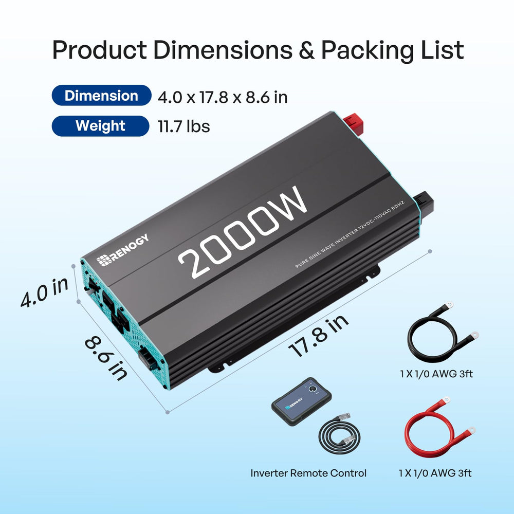 Renogy next to a deep-cycle battery to show scale and recommended pairing
