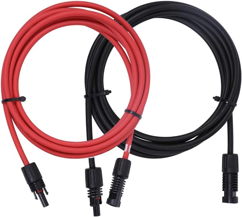 Renogy close-up of molded male and female connectors, ensures secure, watertight connections