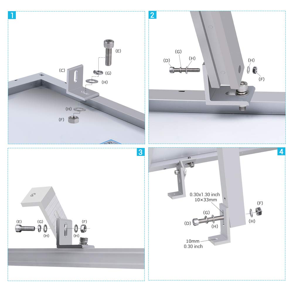 Renogy mount next to 100W panel showing size and scale for correct fit