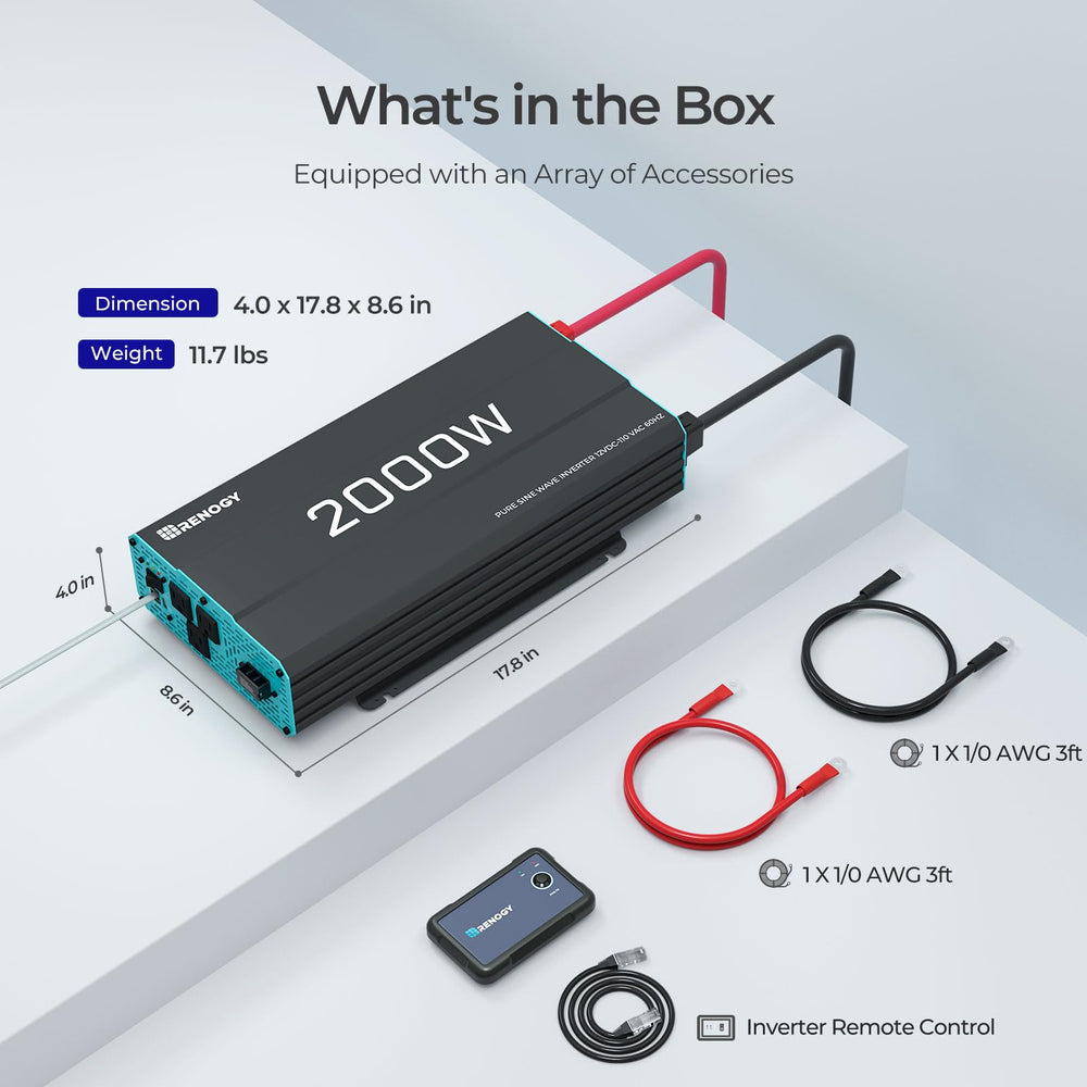 Renogy P2 with included cables and manual packaged for straightforward setup