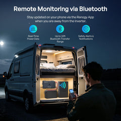 Renogy close-up of 45-degree AC terminals for clean, heavy-duty wiring and secure connections
