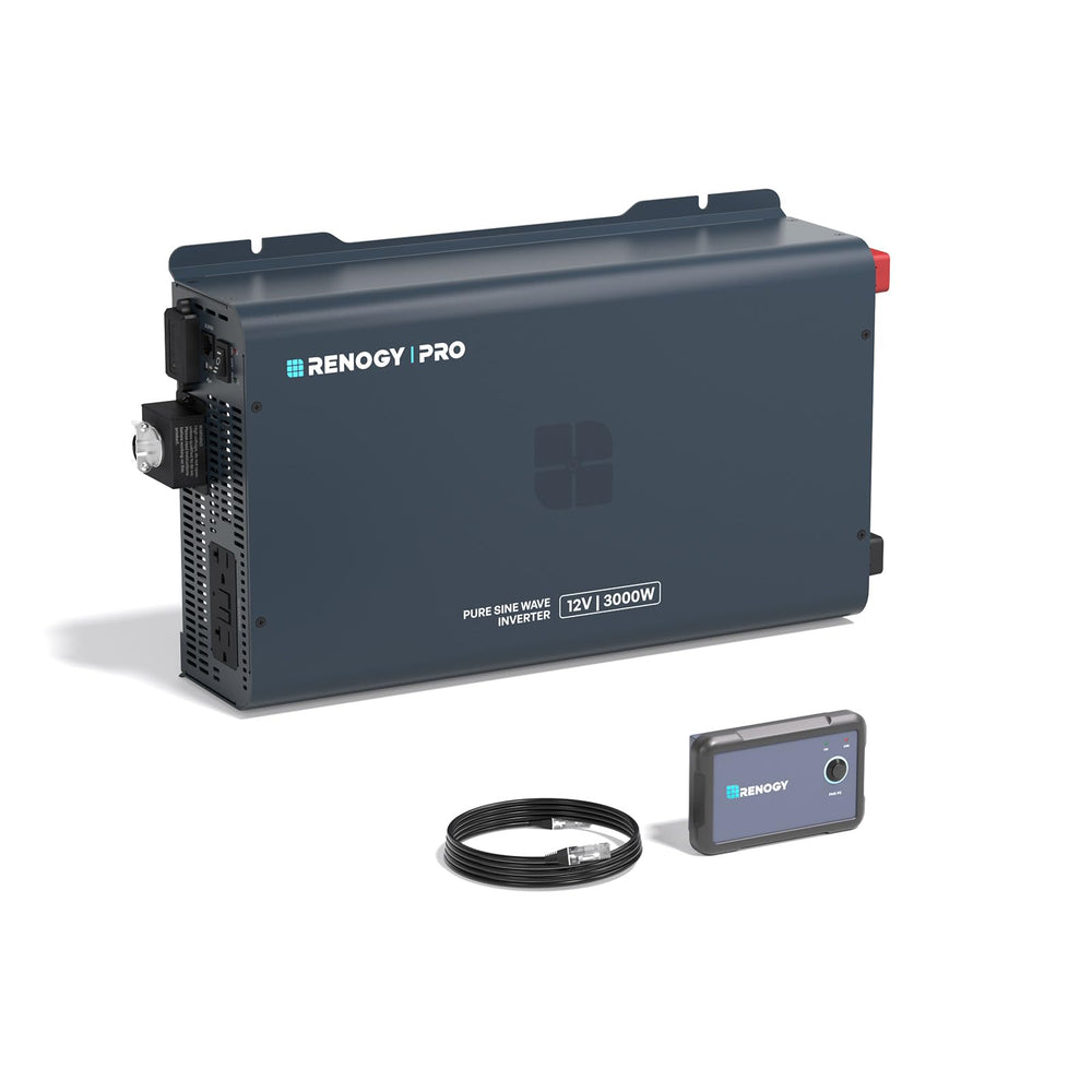 Renogy front panel showing displays and controls for easy monitoring and safe operation