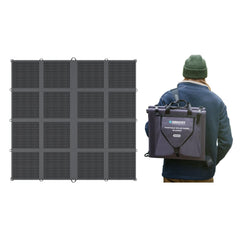 RENOGY REGO front view showing compact folded blanket and travel-ready benefits