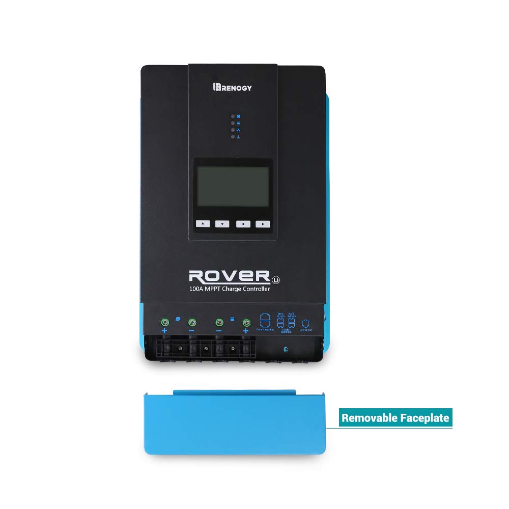 Renogy Rover label close-up showing voltage and amp specifications for correct sizing