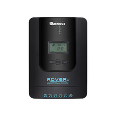 Renogy Rover 40A front panel LCD showing status and easy controls for clear monitoring
