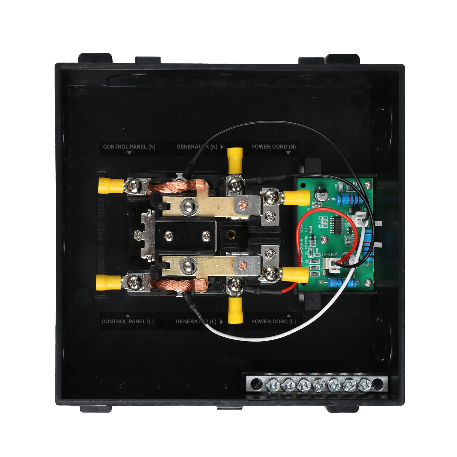 Renogy transfer switch installed in RV electrical bay demonstrating tidy setup and reliability