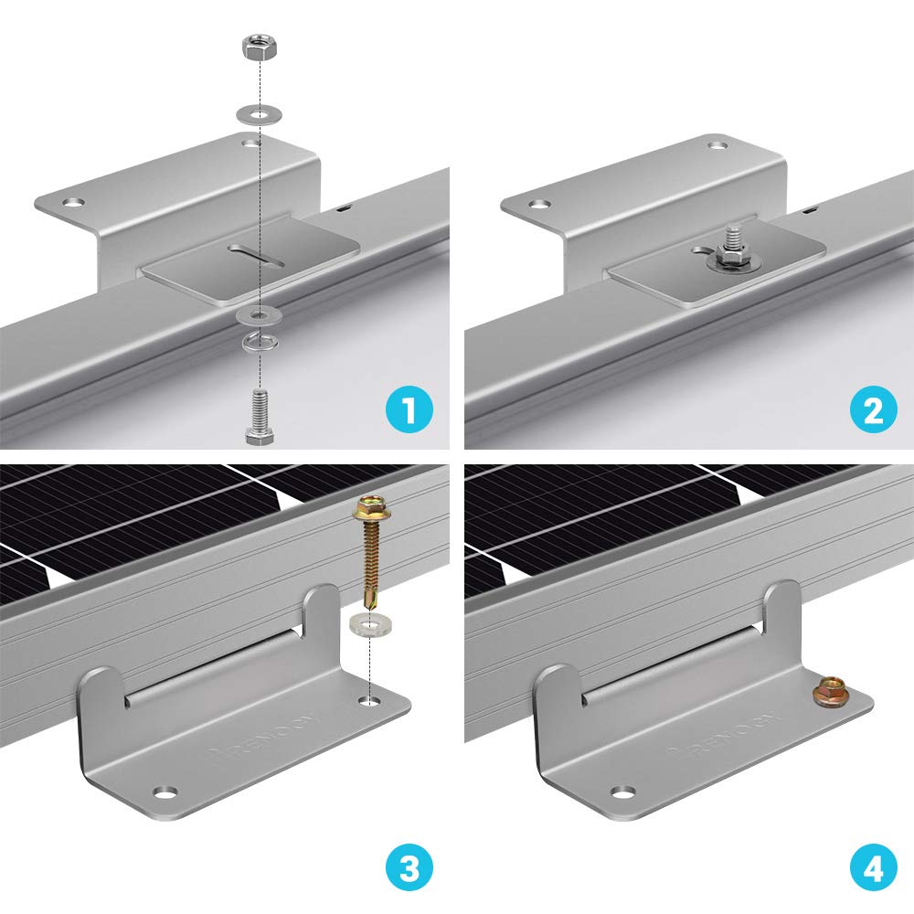 Renogy Z-brackets installed on a boat deck showing corrosion resistance