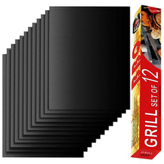 Renook front packaging showing 12 grill mats and included dimensions for easy selection