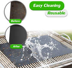 Renook mat beside grill grate for size comparison, demonstrating 15.75 x 13 inch coverage