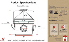 RentACoop close-up of feeder ports with sliding covers to reduce waste