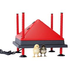 RentACoop front view of heating plate showing compact design and benefit of stable warmth