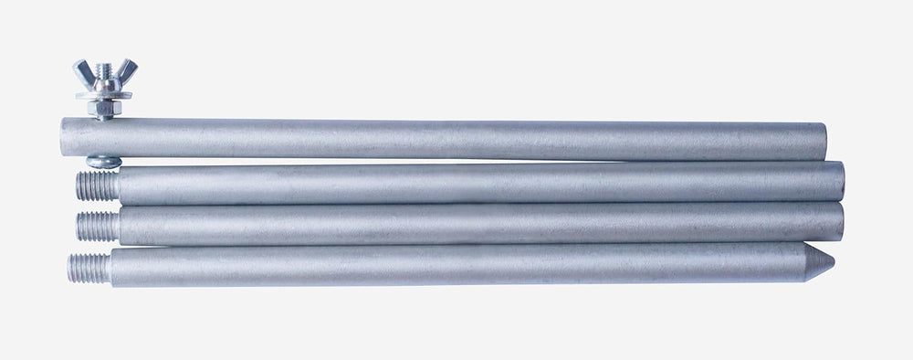 RentACoop ground rod being driven into soil illustrating fast, tool-friendly installation