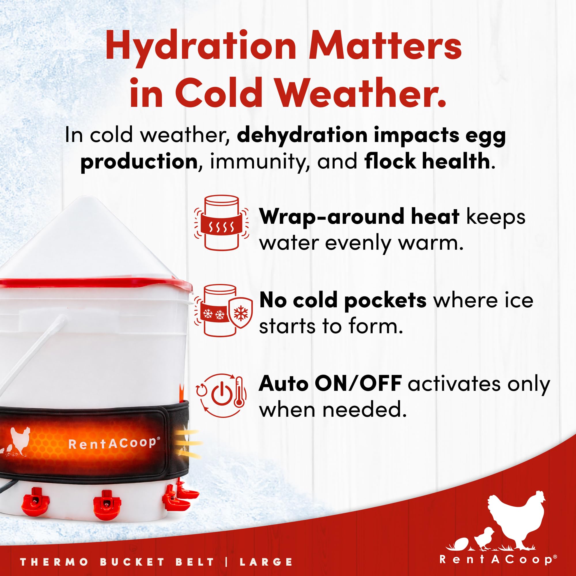 RentACoop insulated wrap detail highlighting insulation and reduced heat loss