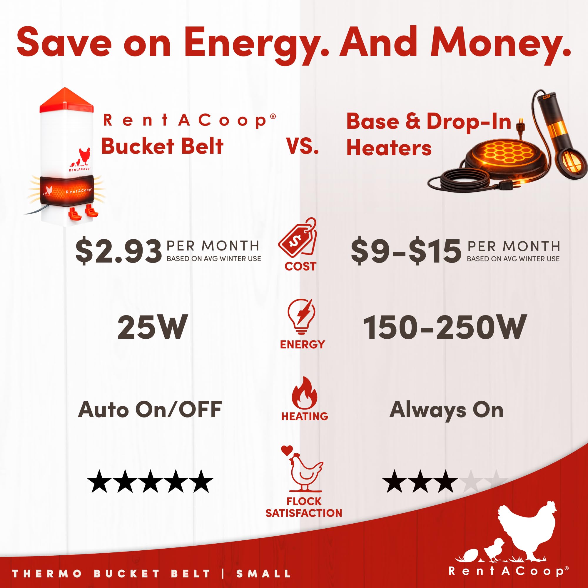 RentACoop lifestyle image in a snowy coop illustrating continuous water access benefit for chickens