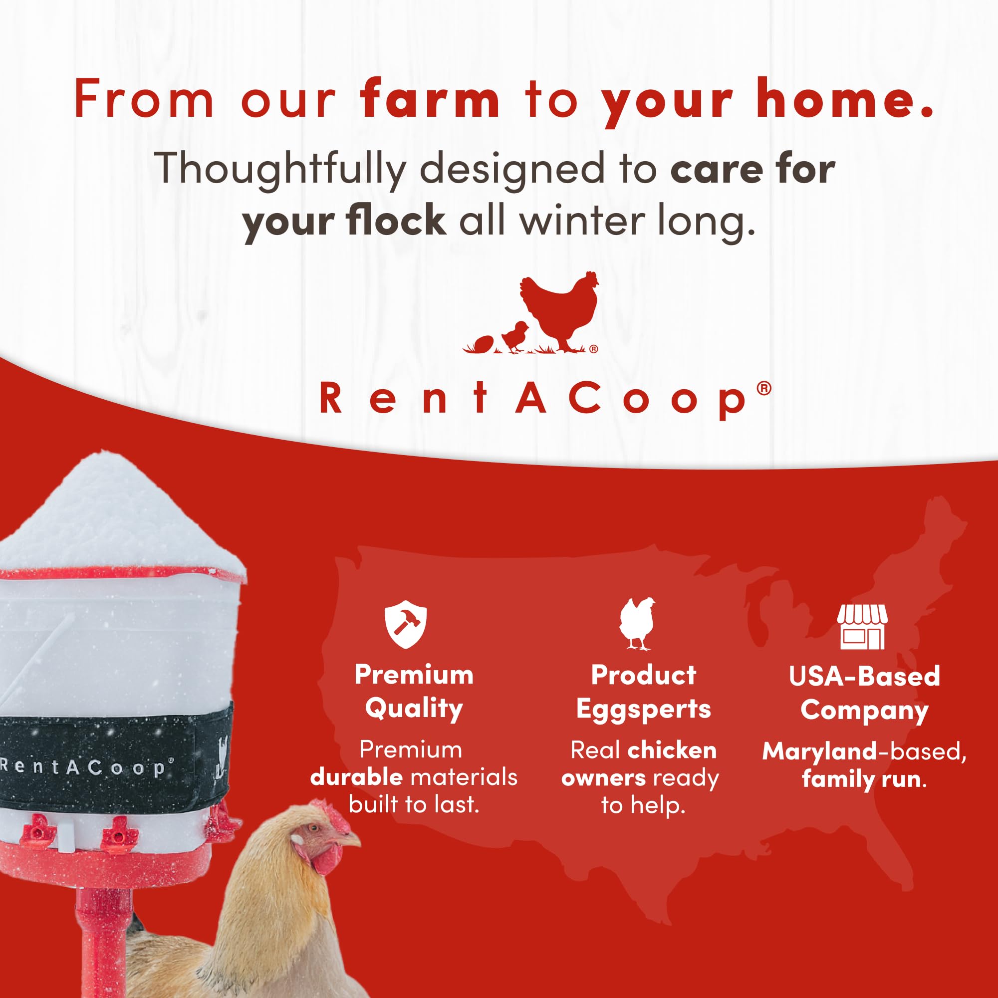 RentACoop packaging and instructions laid out demonstrating included components