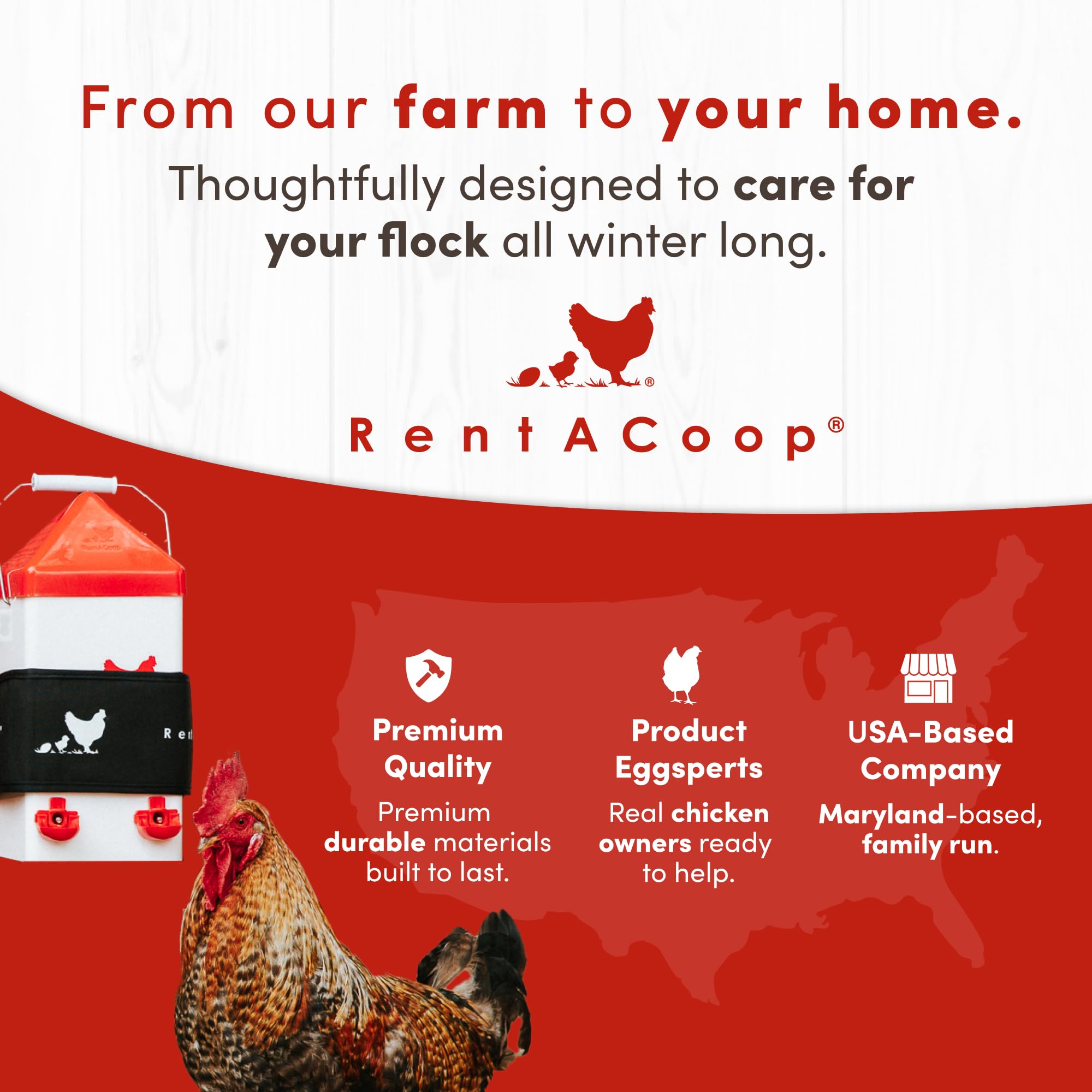 RentACoop scale comparison with hand showing compact size and easy handling benefit
